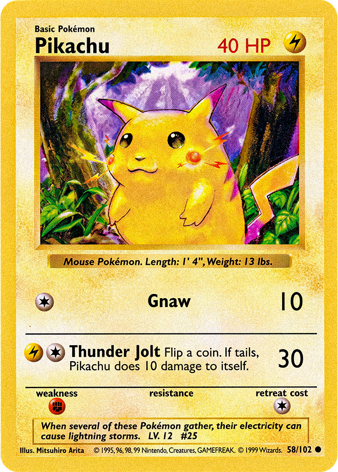 1996 Vintage Pikachu Card