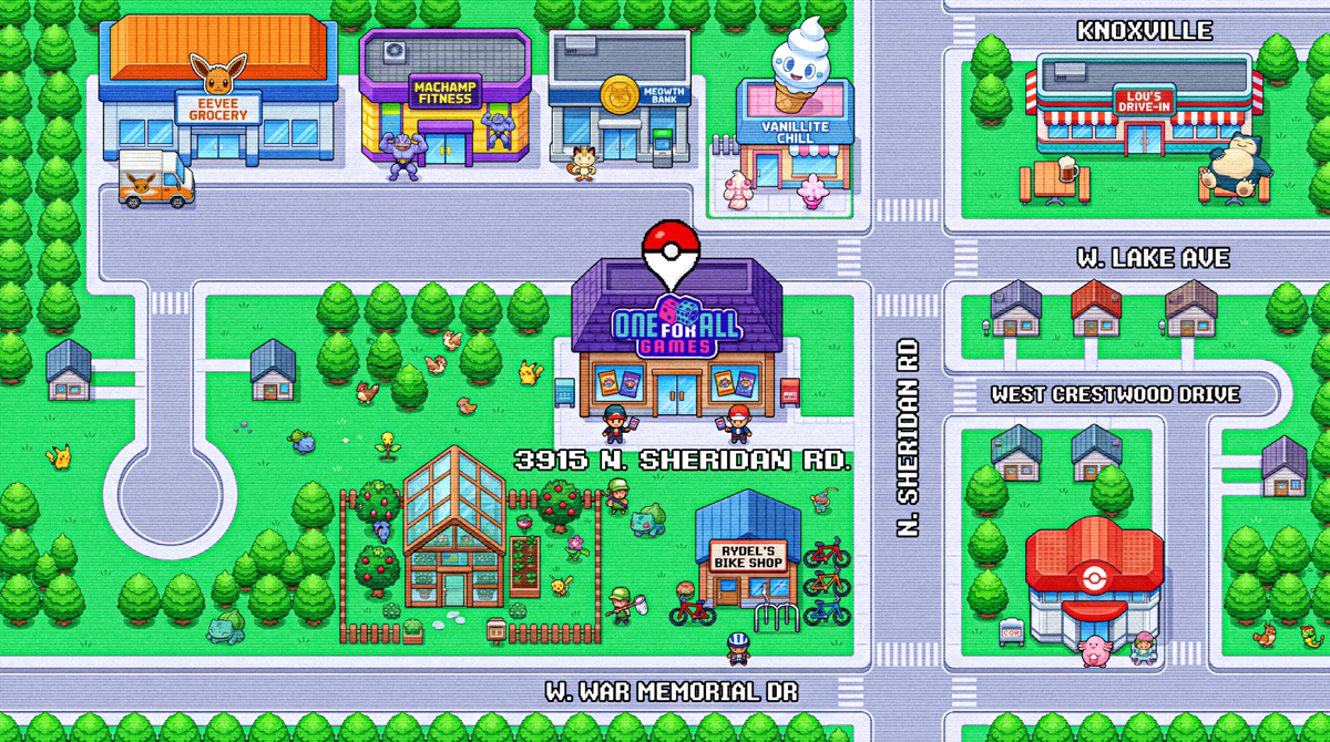One For All Games Peoria Sheridan Road Poke Map